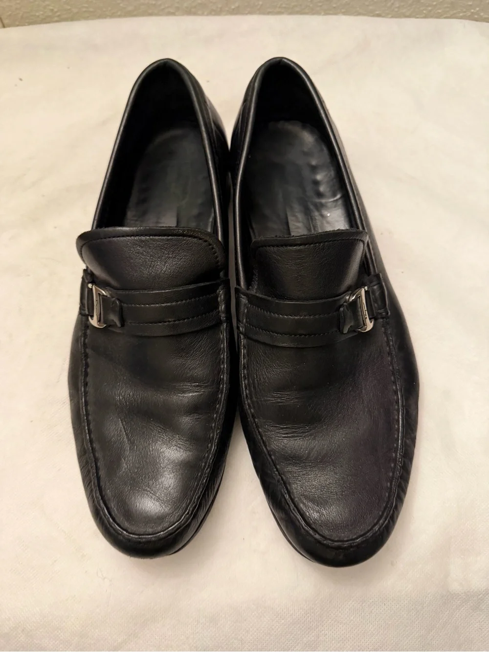 Salvatore Ferragamo Black Leather Bit Slip-On Shoes Salvatore Ferragamo Black Slip-On Loafers with Silver Accents main image 4